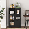 Chic Black Glass-Front Cabinet for Living & Bedroom Storage