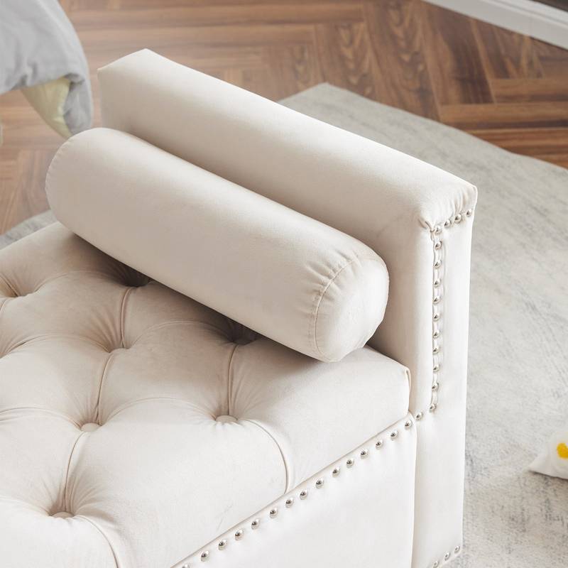 Cozy Velvet Storage Bench with Arms