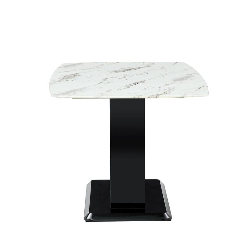 Chic Faux Marble Dining Set with U-Shaped Legs and Stylish Chairs