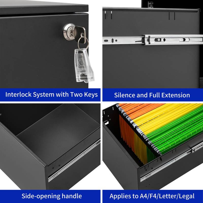 Secure Black Mobile File Cabinet