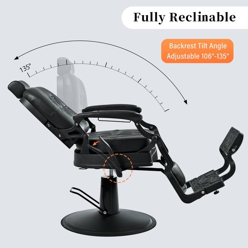Vintage Luxe Barber Chair - Heavy Duty, 360° Rotating, Perfect for Salons & Spas!