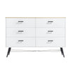 Chic White & Oak 6-Drawer Dresser