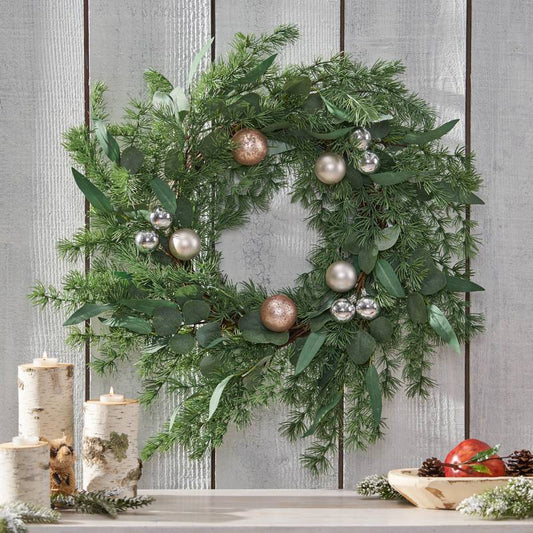 Charming Pine Needle Wreath with Ornaments