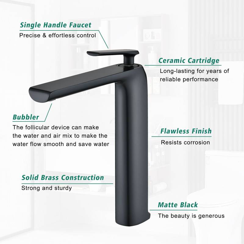 Sleek Matte Black Bathroom Faucet