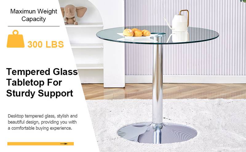 Sleek Silver Round Dining Table
