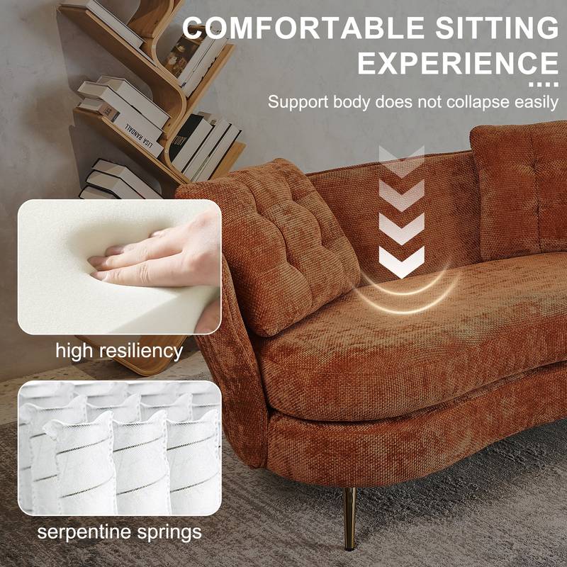 Chic Orange Loveseat with Gold Legs