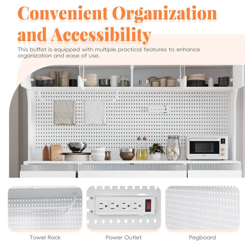 Stylish Buffet & Coffee Bar Storage with Hutch and Power Outlet