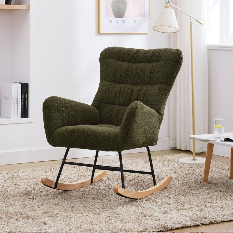 Cozy Teddy Rocking Chair in Dark Green