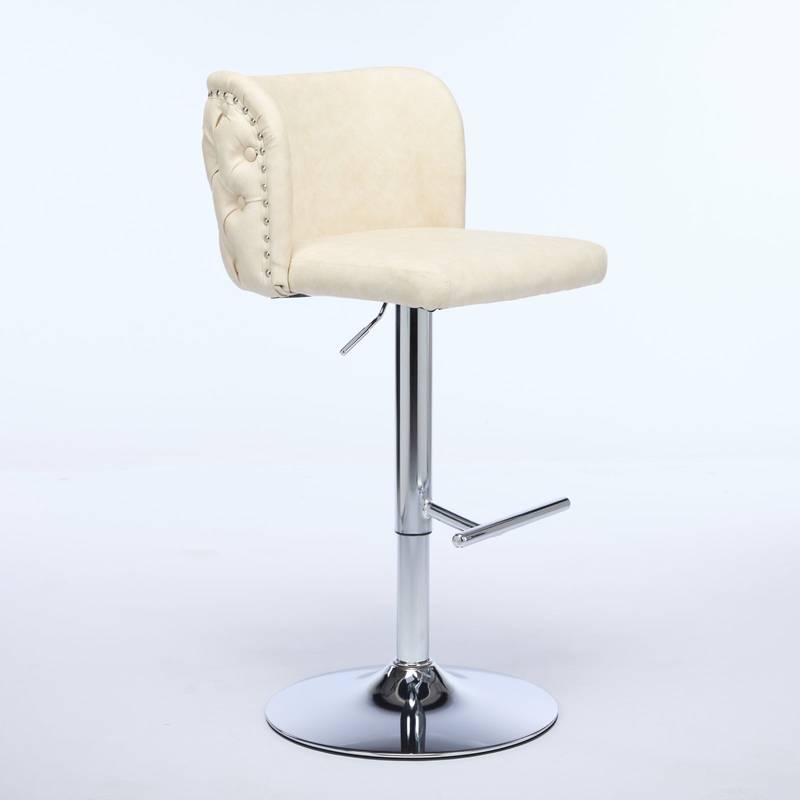 Chic Beige Swivel Bar Stools - Set of Two