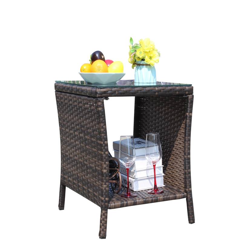 Chic Glass-Top Patio Coffee Table