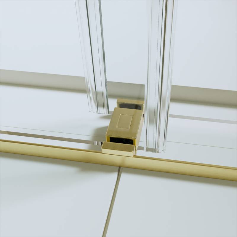 Luxurious Soft-Close Frameless Sliding Shower Door in Brushed Gold