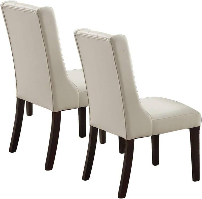 Chic White Tufted Faux Leather Dining Chairs - Set of Two