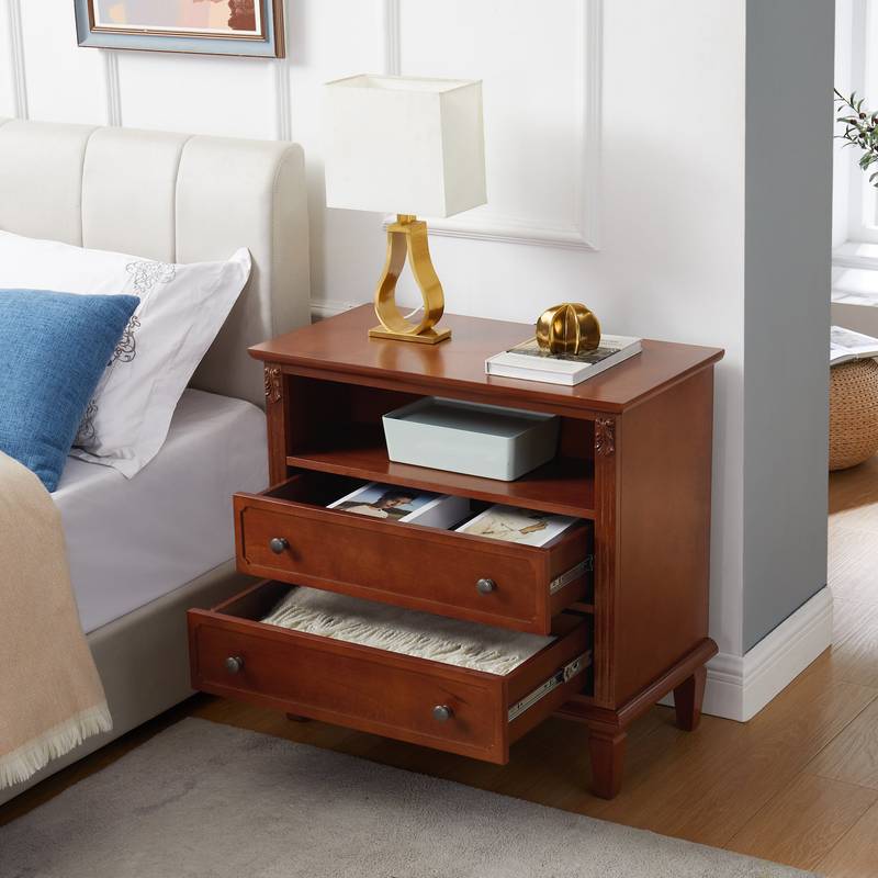 Chic Farmhouse Nightstand with USB Charging & Storage