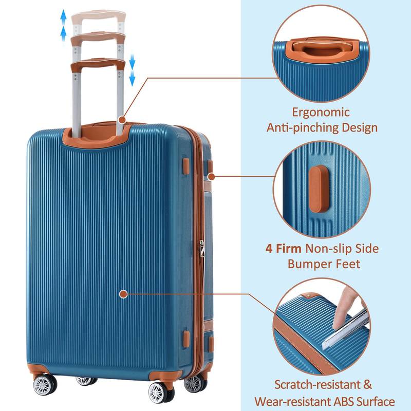 Lightweight Triple Spinner Luggage Set with TSA Lock