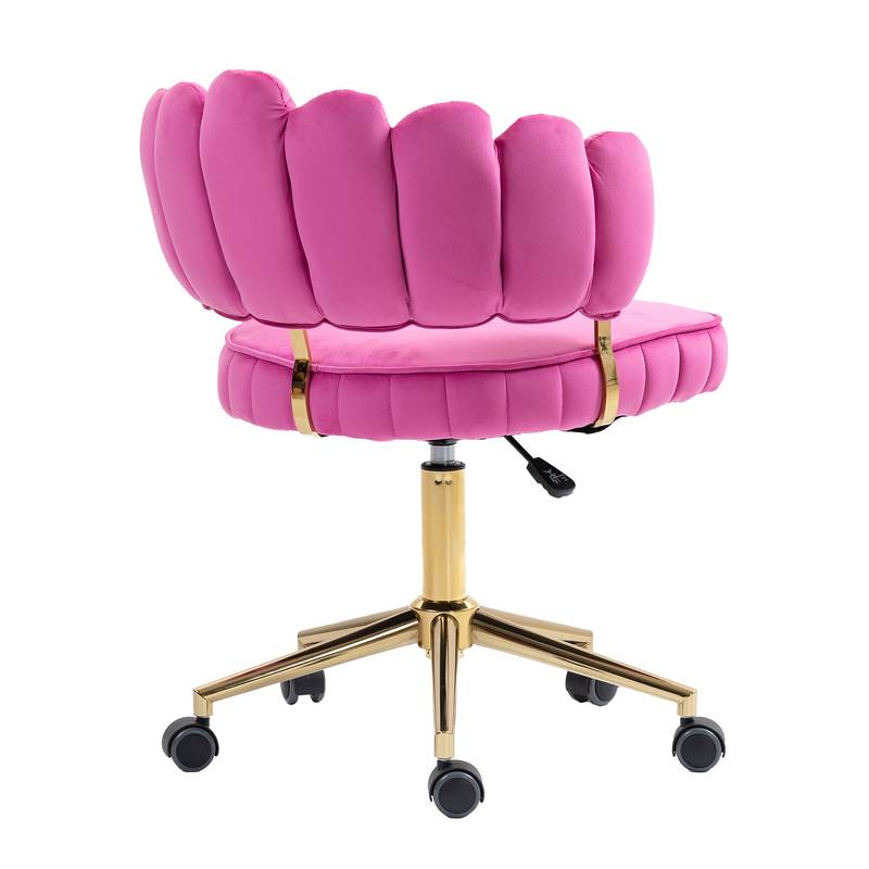 Chic Velvet Office Chair in Rose Red