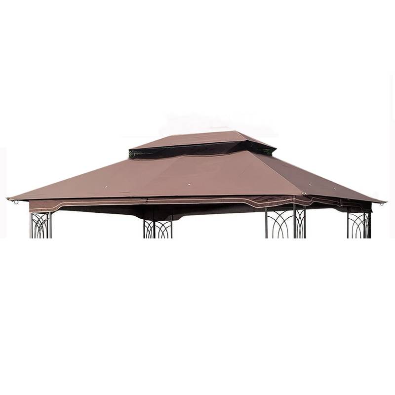 Brown Double Roof Patio Gazebo Canopy Top