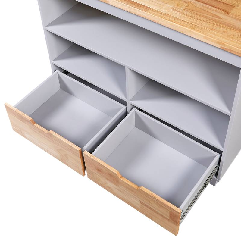 Cozy Kitchen Rolling Island with Storage & Wine Rack