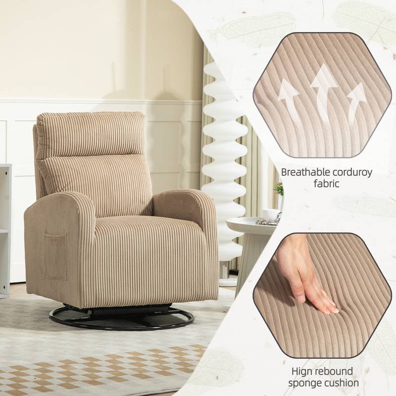 Cozy Glider Rocking Chair in Soft Flannel