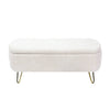 Chic Ivory Storage Ottoman with Gold Legs