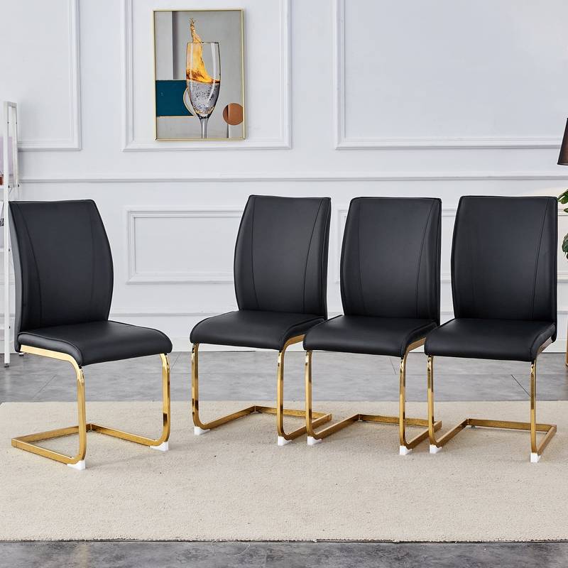 Chic Arch Dining Chairs - Set of Four Black Elegance