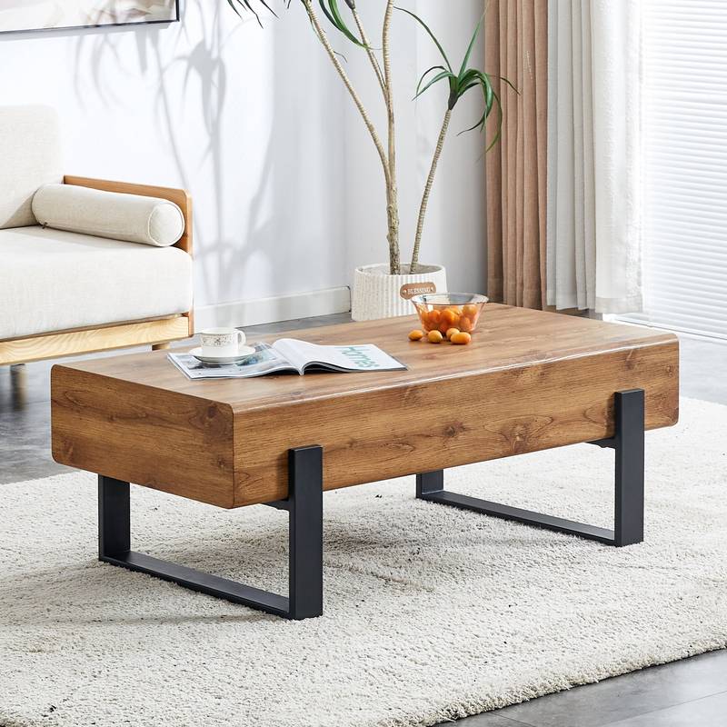 Chic Rustic Coffee Table with Metal Legs