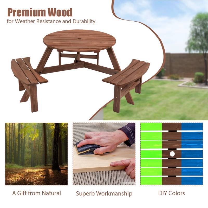 Cozy Circular Picnic Table for Six - Perfect for Your Outdoor Space!