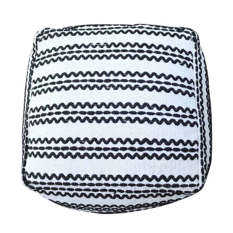 Lani Chic Black and Natural Pouf