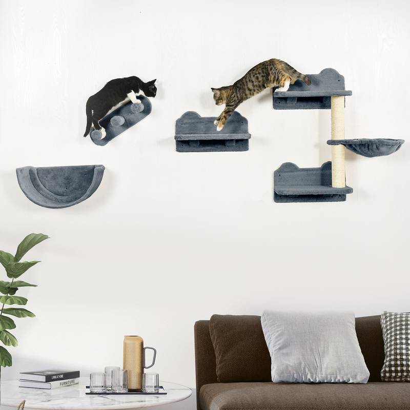 PawHut Cozy Cat Climb & Rest Wall Set