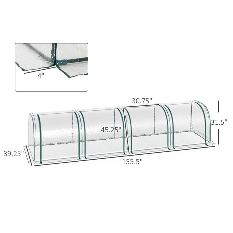 Outsunny Portable Mini Greenhouse Tunnels with Roll-Up Doors