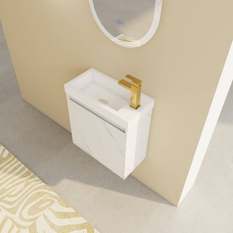 Chic Wall-Mounted Bathroom Vanity with Resin Sink & Quiet-Close Door