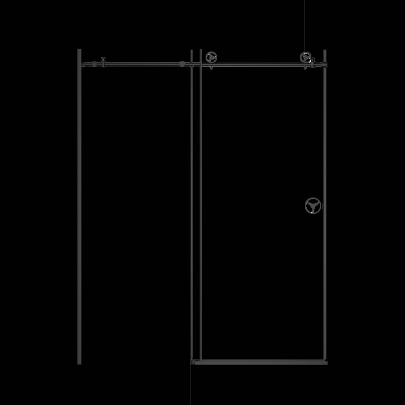 Sleek Matte Black Frameless Shower Door with Clear Glass