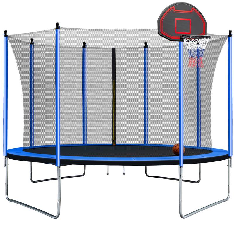 Bounce & Shoot Trampoline with Safety Net and Ladder