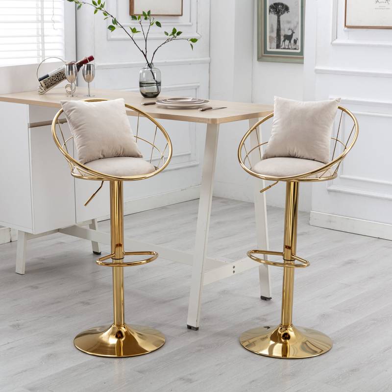 Chic Velvet Bar Chairs - Gold Elegance & Style!