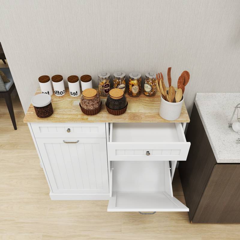 Stylish Tilt-Out Trash Cabinet with Drawers