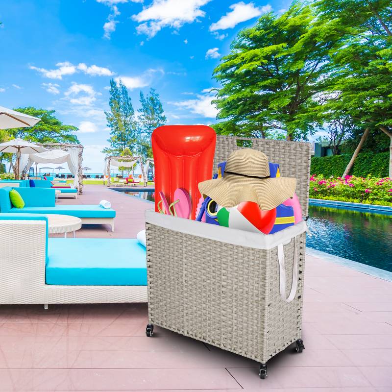 Stylish Grey Laundry Hamper with Removable Bags and Wheels