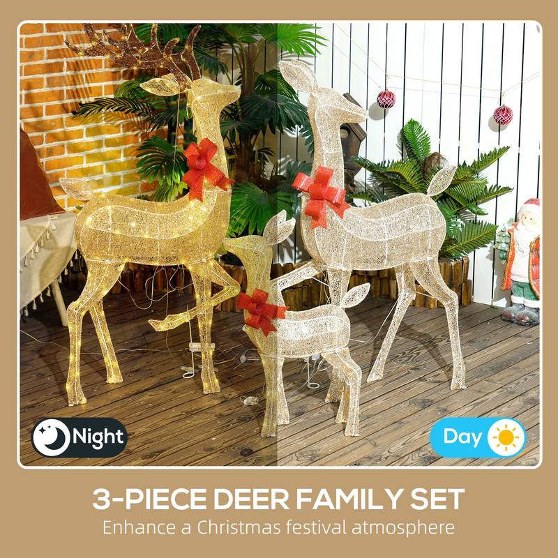 Glistening Gold Reindeer Family Christmas Decor