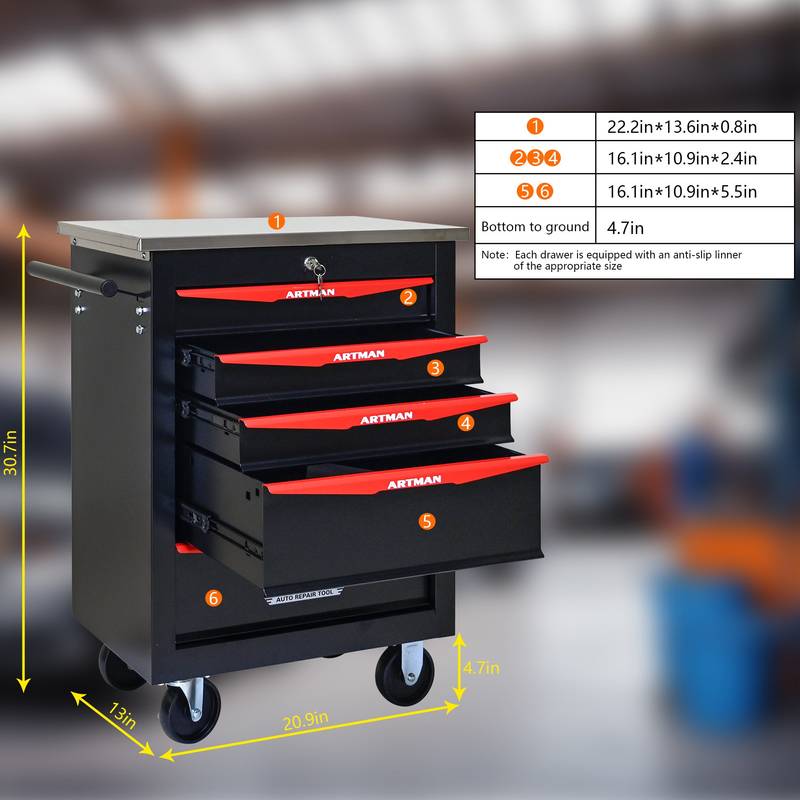 Rolling Tool Cart with Stainless Steel Top – Smart Storage for Garage & Workshop