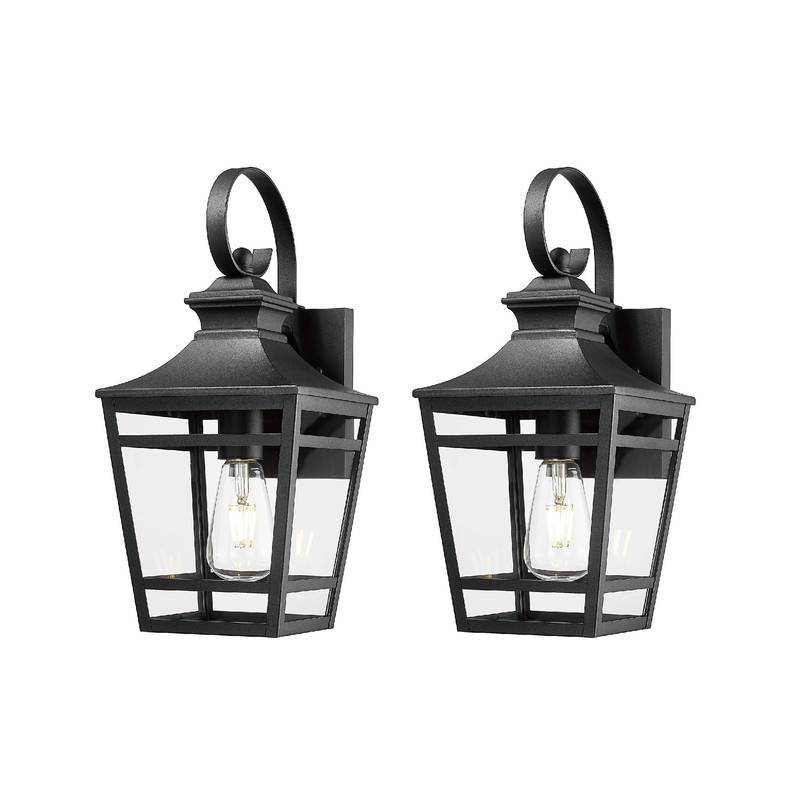 Stylish Black Outdoor Wall Lights - Waterproof Sconces for Porch & Patio (Set of 2)