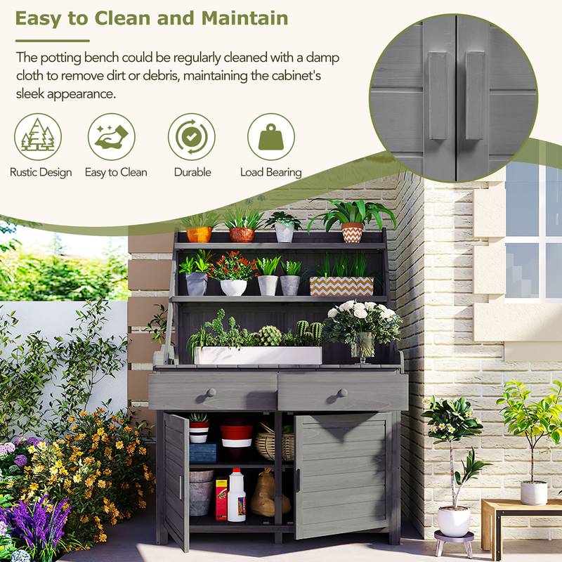 TOPMAX 65-Inch Garden Potting Station - Stylish Storage & Workspace