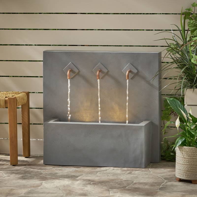 Cody No-Assembly Outdoor Fountain in Light Gray
