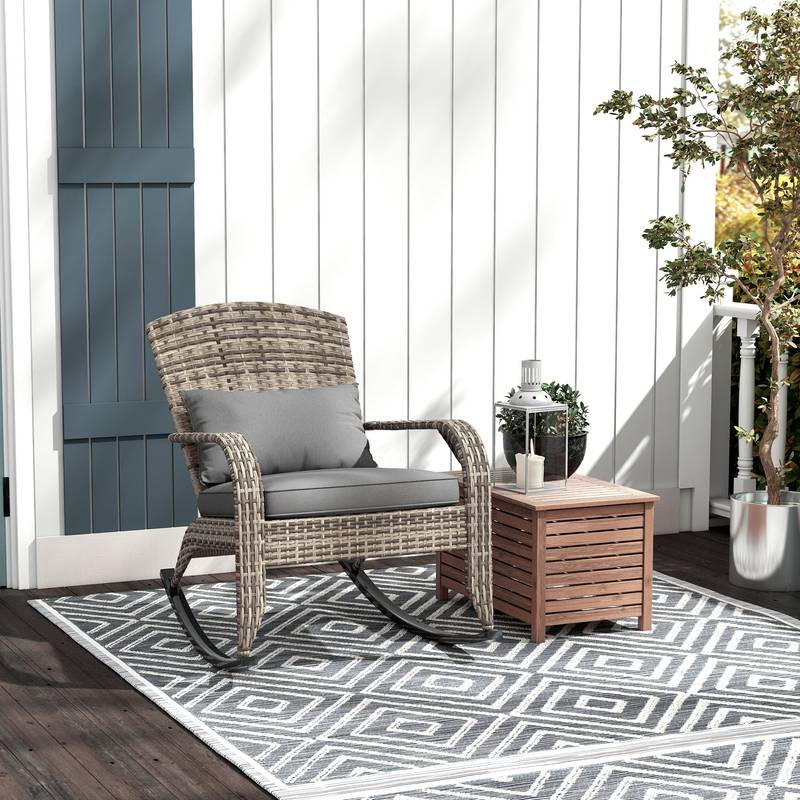 Cozy Wicker Rocking Chair for Outdoor Relaxation