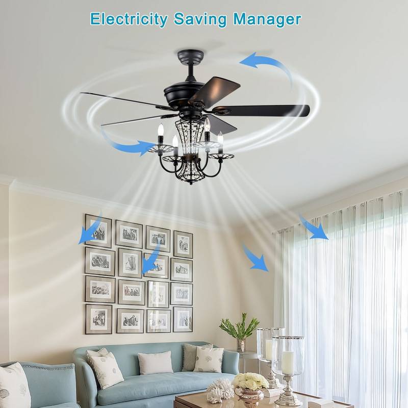 Glam Breeze Crystal Chandelier Fan