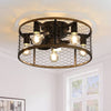 Rustic Remote-Controlled Ceiling Fan with Caged Design