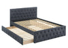 Cozy Charcoal Twin Bed with Trundle and Tufted Headboard
