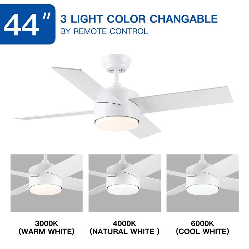 Sleek LED Ceiling Fan with White Blades
