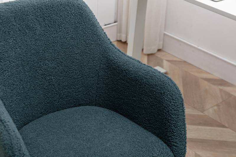 Chic Green Teddy Swivel Chair with Gold Legs