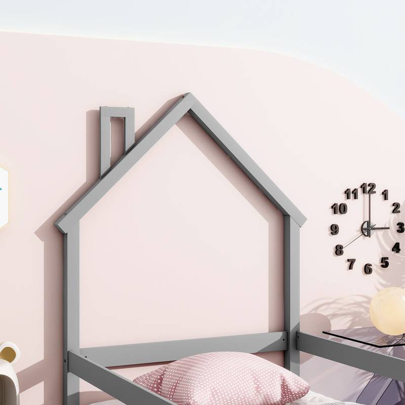 Cozy Grey House Bed for Kids