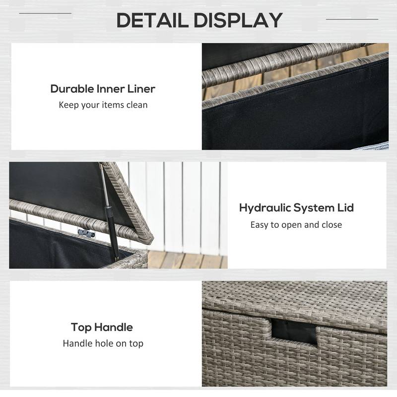 Outsunny Gray Rattan Outdoor Storage Box