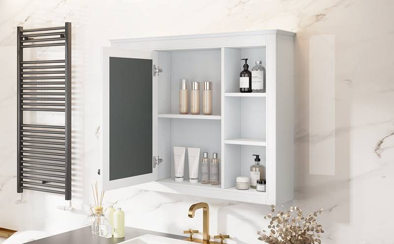 Stylish Wall-Mounted Bathroom Mirror Cabinet with Shelves