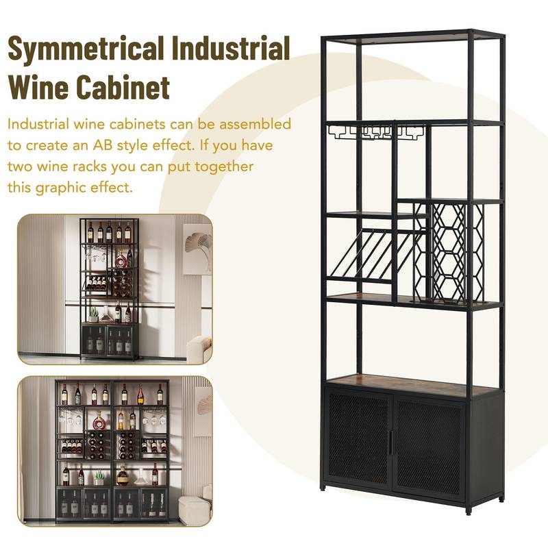 Chic Industrial Wine & Glass Stand
